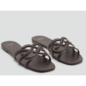Mango Cross-Strap Sandals Chocolate EU 39